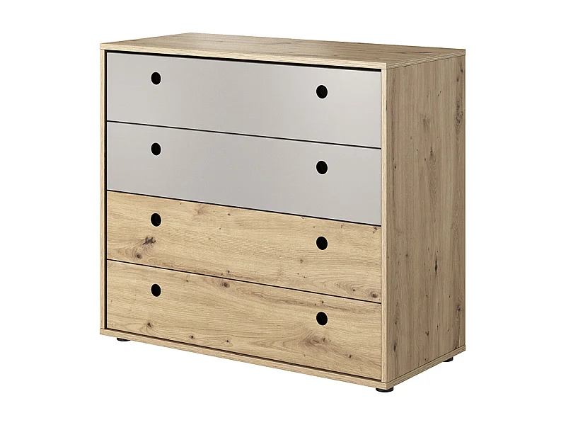 KOMMODE Kuki Bernstein Eiche / Platingrau 90 / 40 / 80 cm