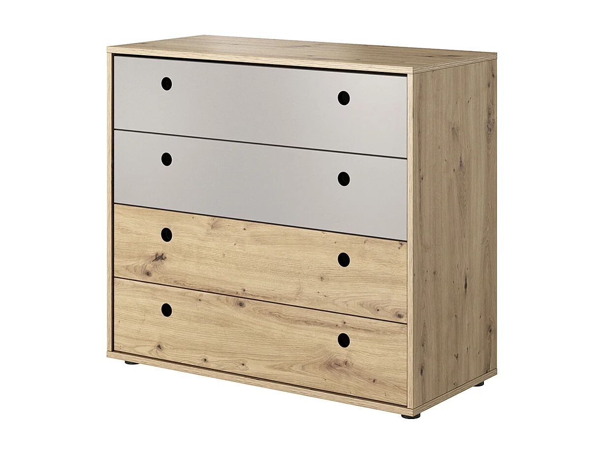 KOMMODE Kuki Bernstein Eiche / Platingrau 90 / 40 / 80 cm