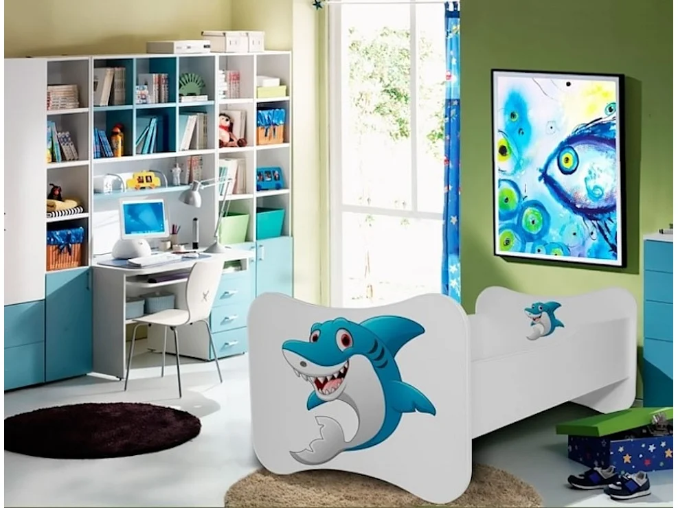 KINDERBETT Gonzalo blau / weiß 88 / 164 / 63cm