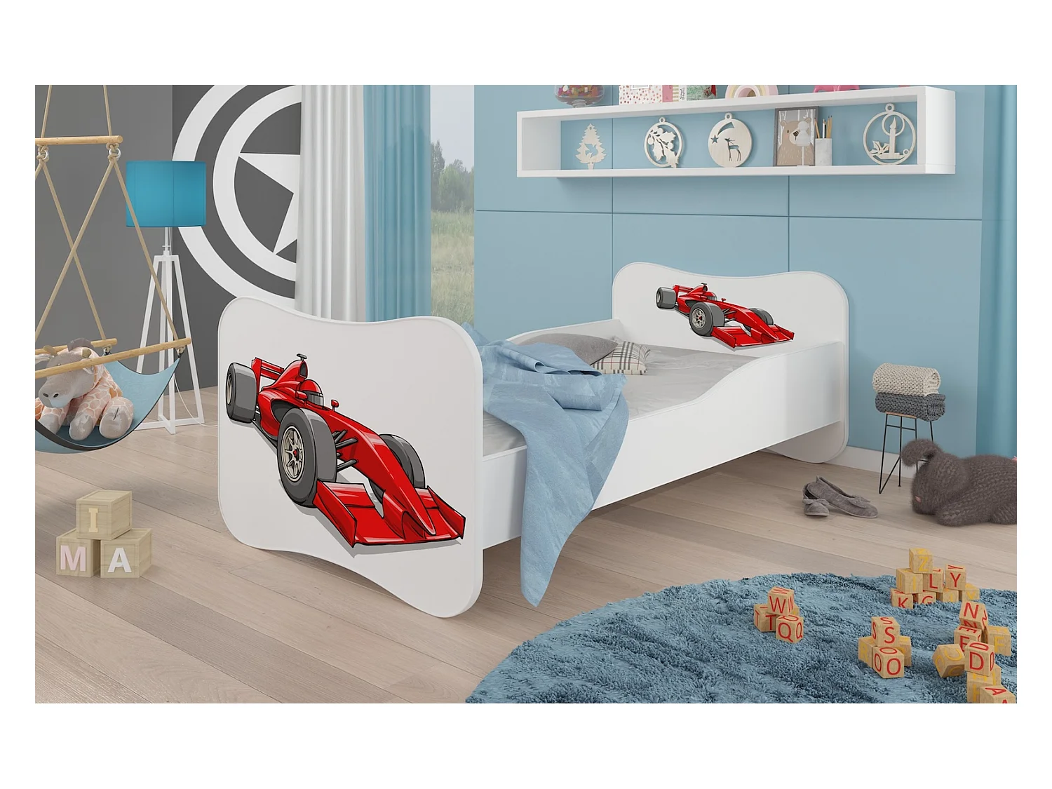 KINDERBETT Gonzalo weiß / rot / grau 88 / 164 / 63cm