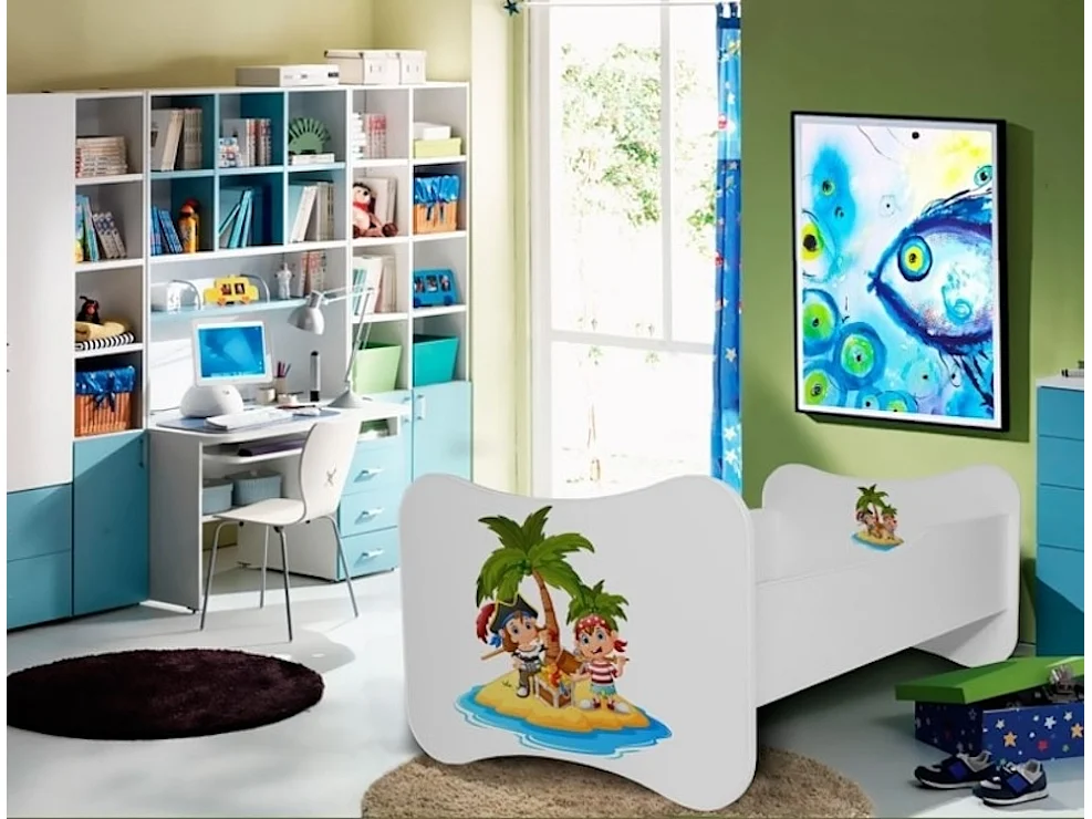 KINDERBETT Gonzalo weiß / grün 88 / 164 / 63cm