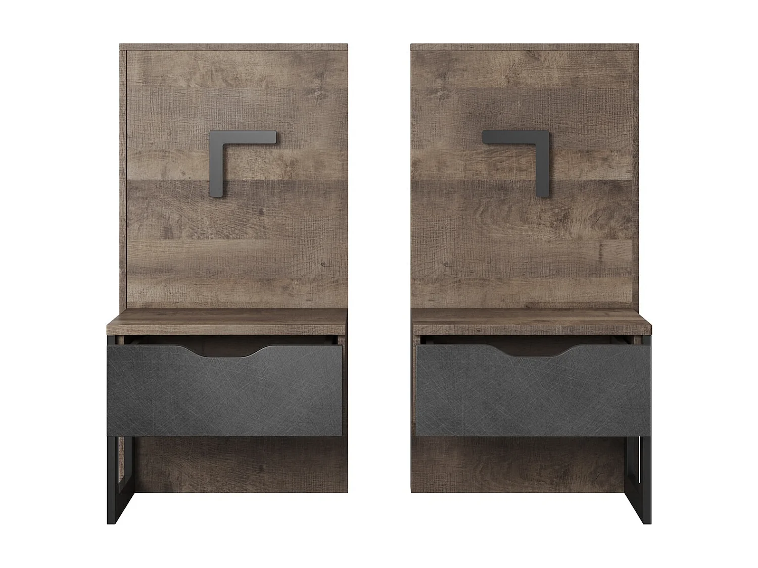 DOPPELBETT MIT NACHTKONSOLEN Arden Sand Grange Eiche / Matera / Schwarz 3-teilig