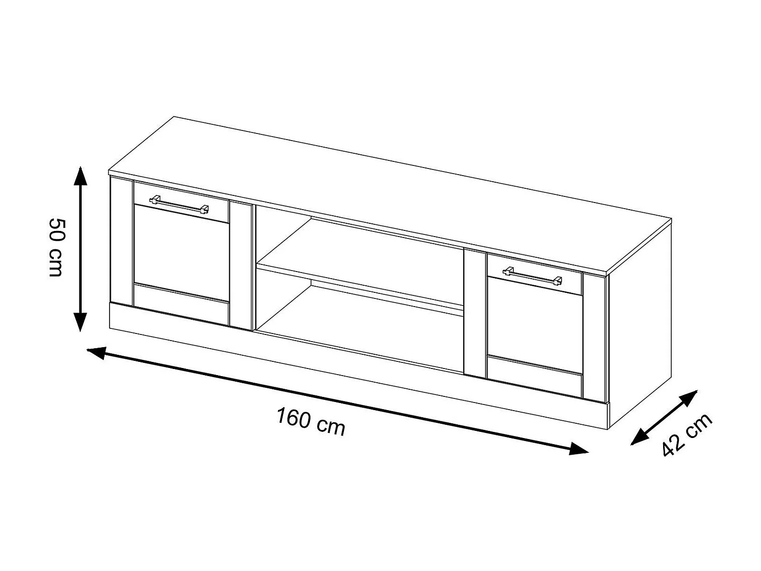 LOWBOARD Latina Honig Eiche 155 / 42 / 70cm