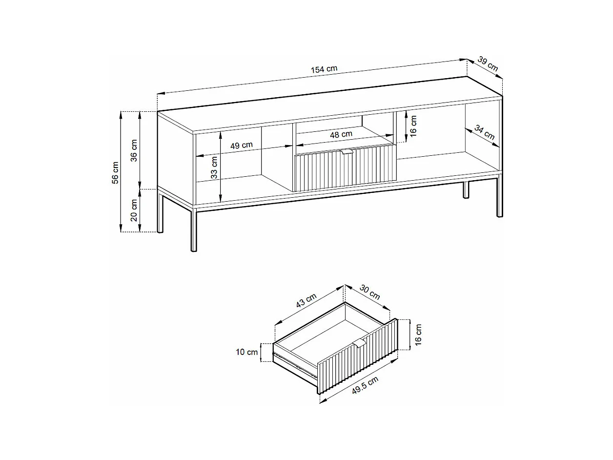 LOWBOARD Nova Kaschmir / Schwarz 154 / 39 / 56cm