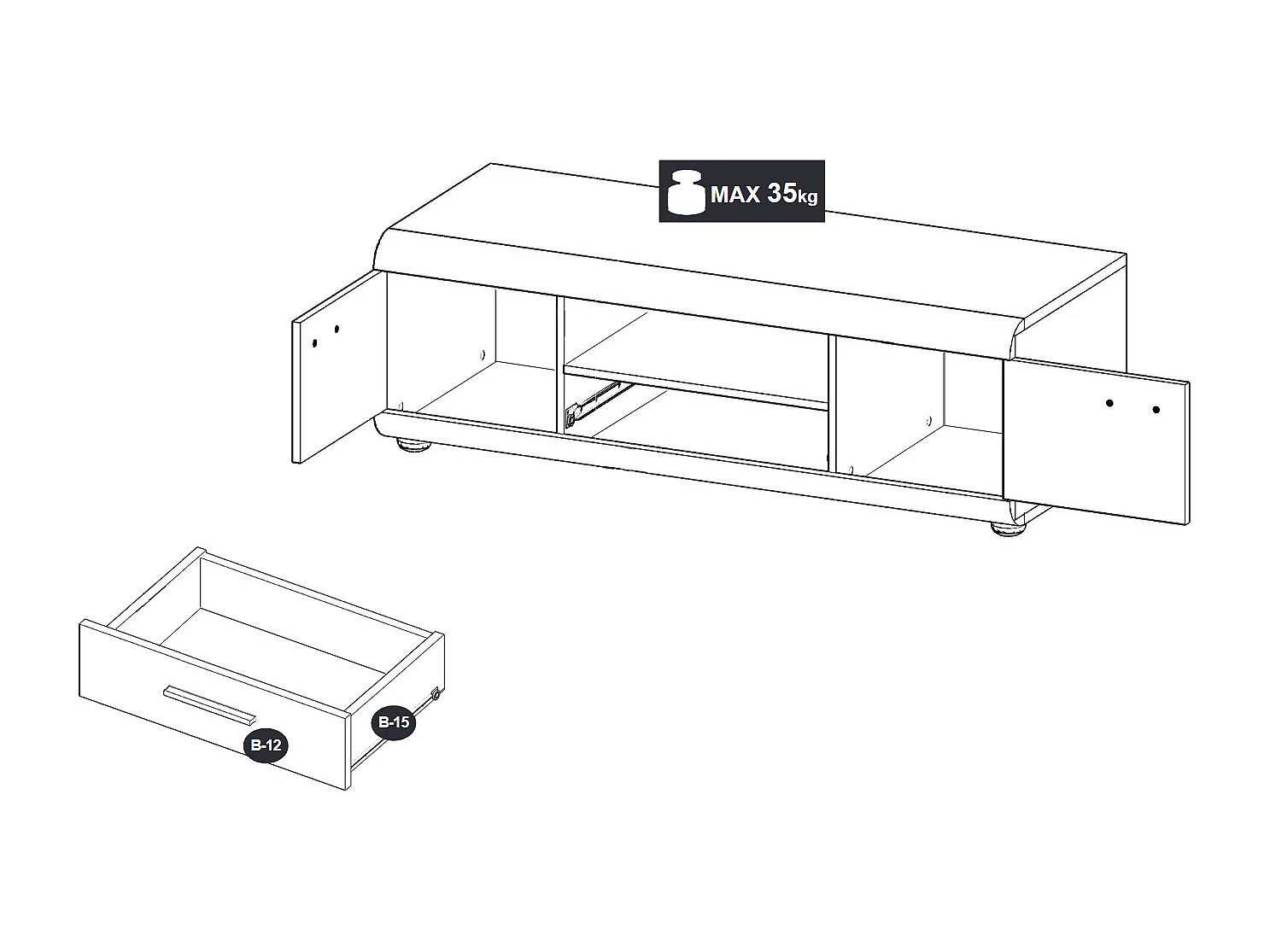 LOWBOARD Link Sonoma Eiche 140 / 54 / 44 cm