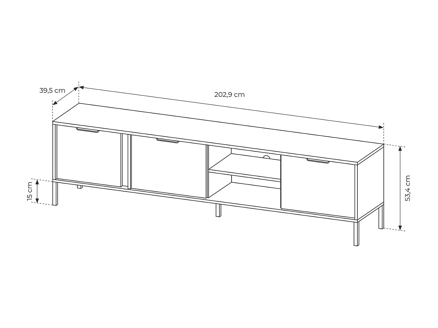 LOWBOARD Lars anthrazit / gold 202,9 / 39,5 / 53,4 cm
