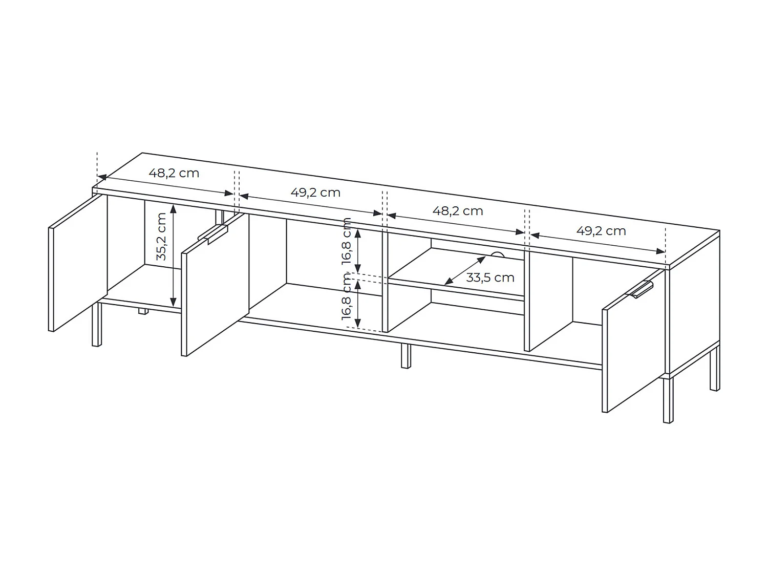 LOWBOARD Lars anthrazit / gold 202,9 / 39,5 / 53,4 cm