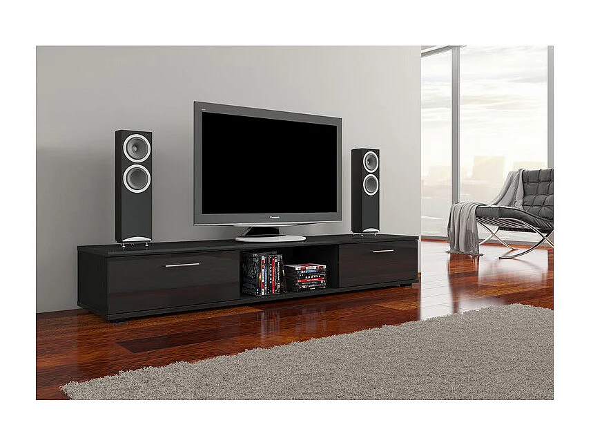 LOWBOARD Aridea 175,5 / 40 / 26cm schwarz matt / schwarz Hochglanz