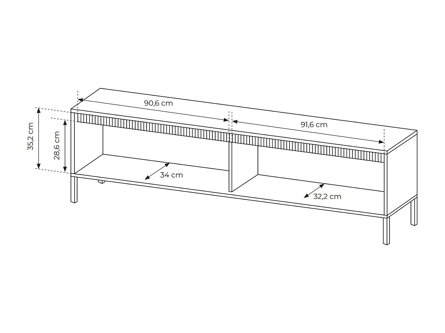 LOWBOARD Senso schwarz 188 / 40 / 54cm