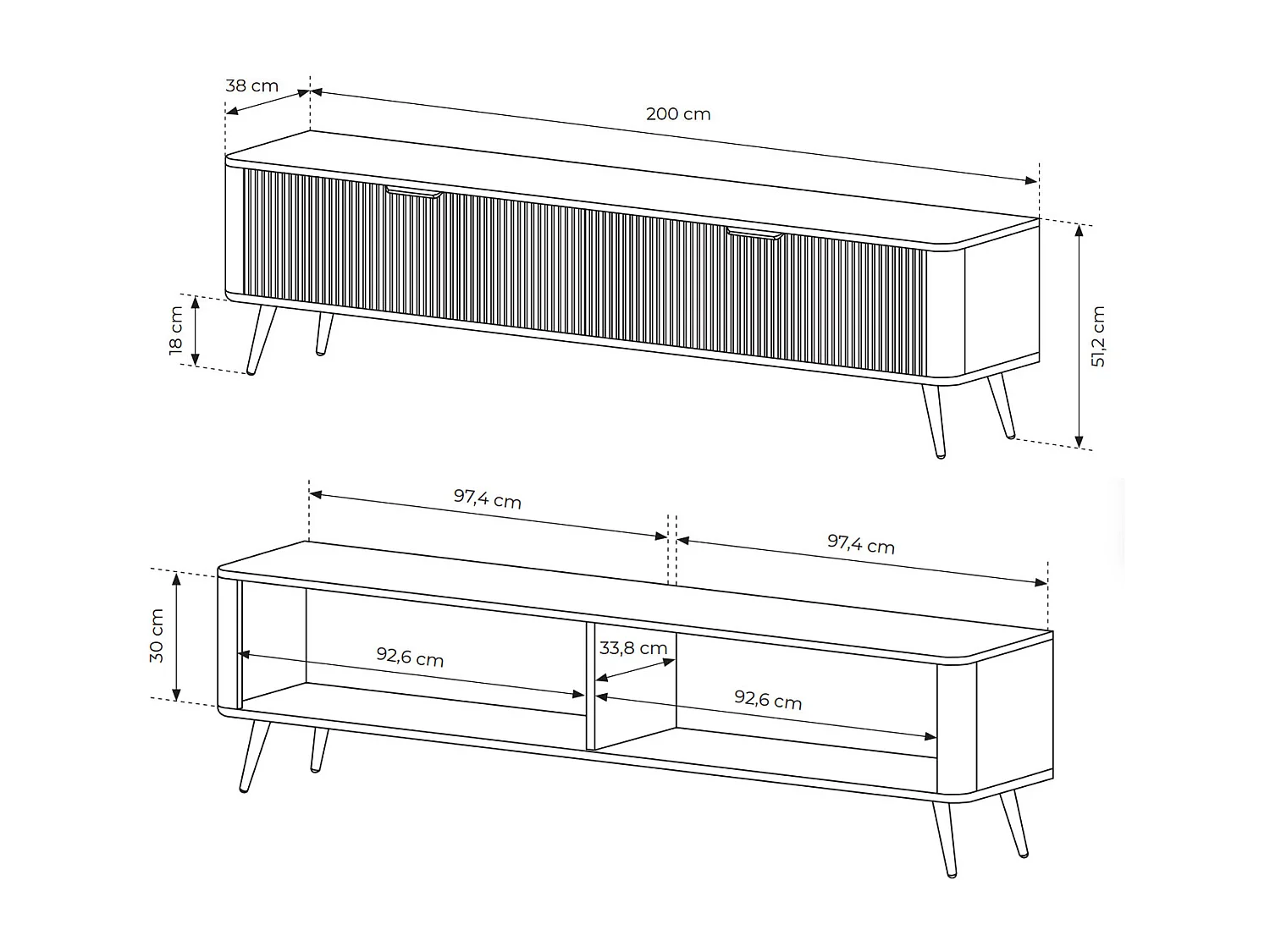 LOWBOARD Lante beige 200 / 38 / 51cm