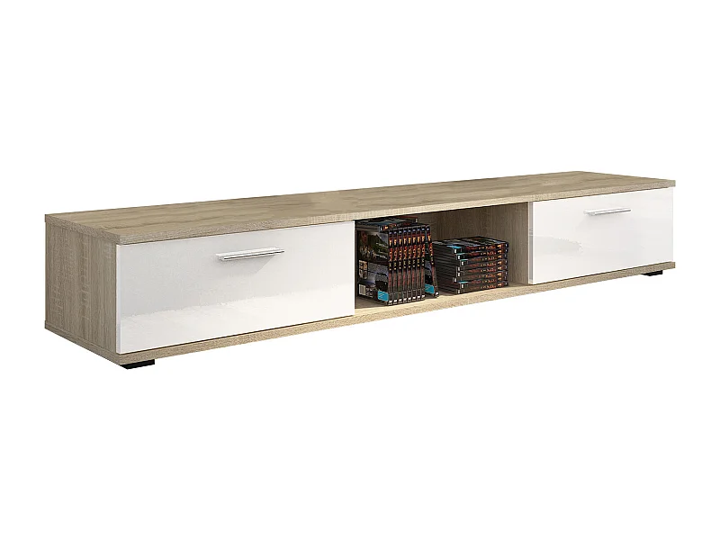 LOWBOARD Sella 175,5 / 40 / 26cm Sonoma Eiche / weiß Hochglanz