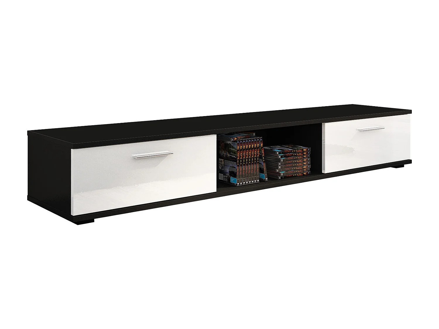 LOWBOARD Sella 175,5 / 40 / 26cm schwarz matt / weiß Hochglanz