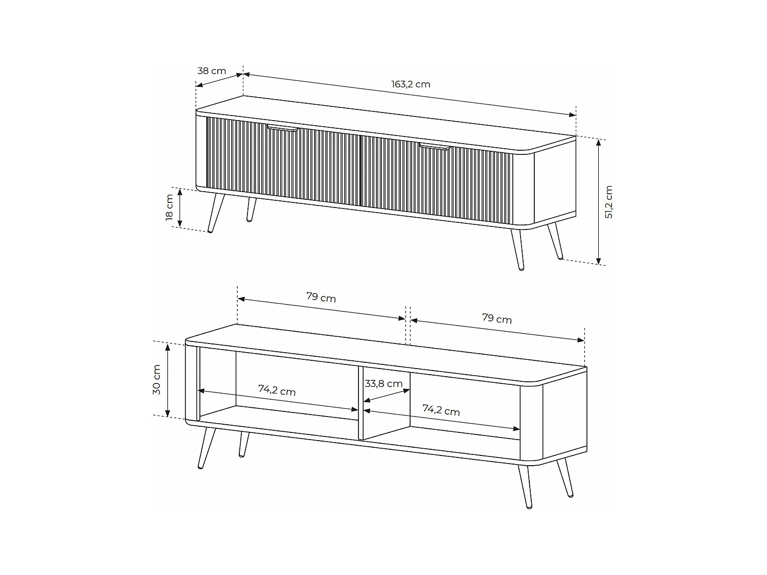 LOWBOARD Lante beige 163 / 38 / 51cm