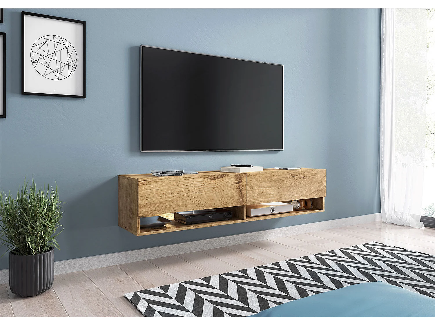 LOWBOARD Lowboard A Eiche Wotan 140 / 32 / 30cm