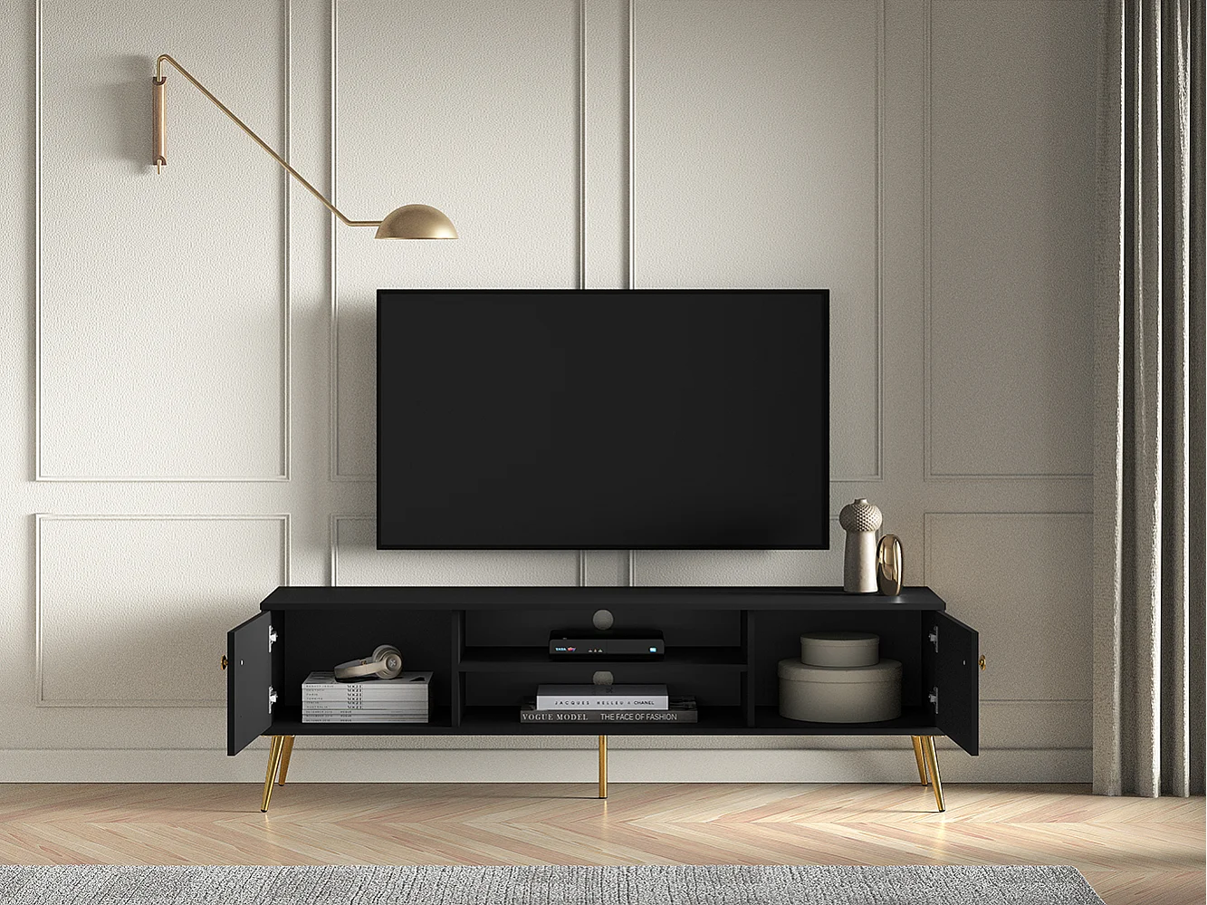 LOWBOARD Eljot Schwarz Matt / Gold 160 / 40 / 49cm