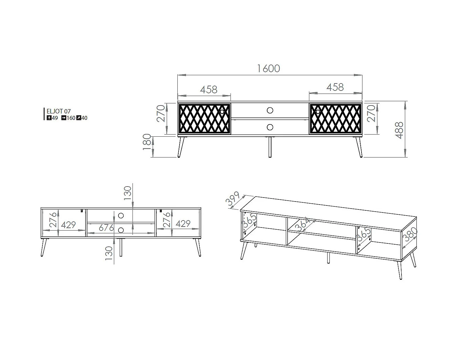 LOWBOARD Eljot Schwarz Matt / Gold 160 / 40 / 49cm