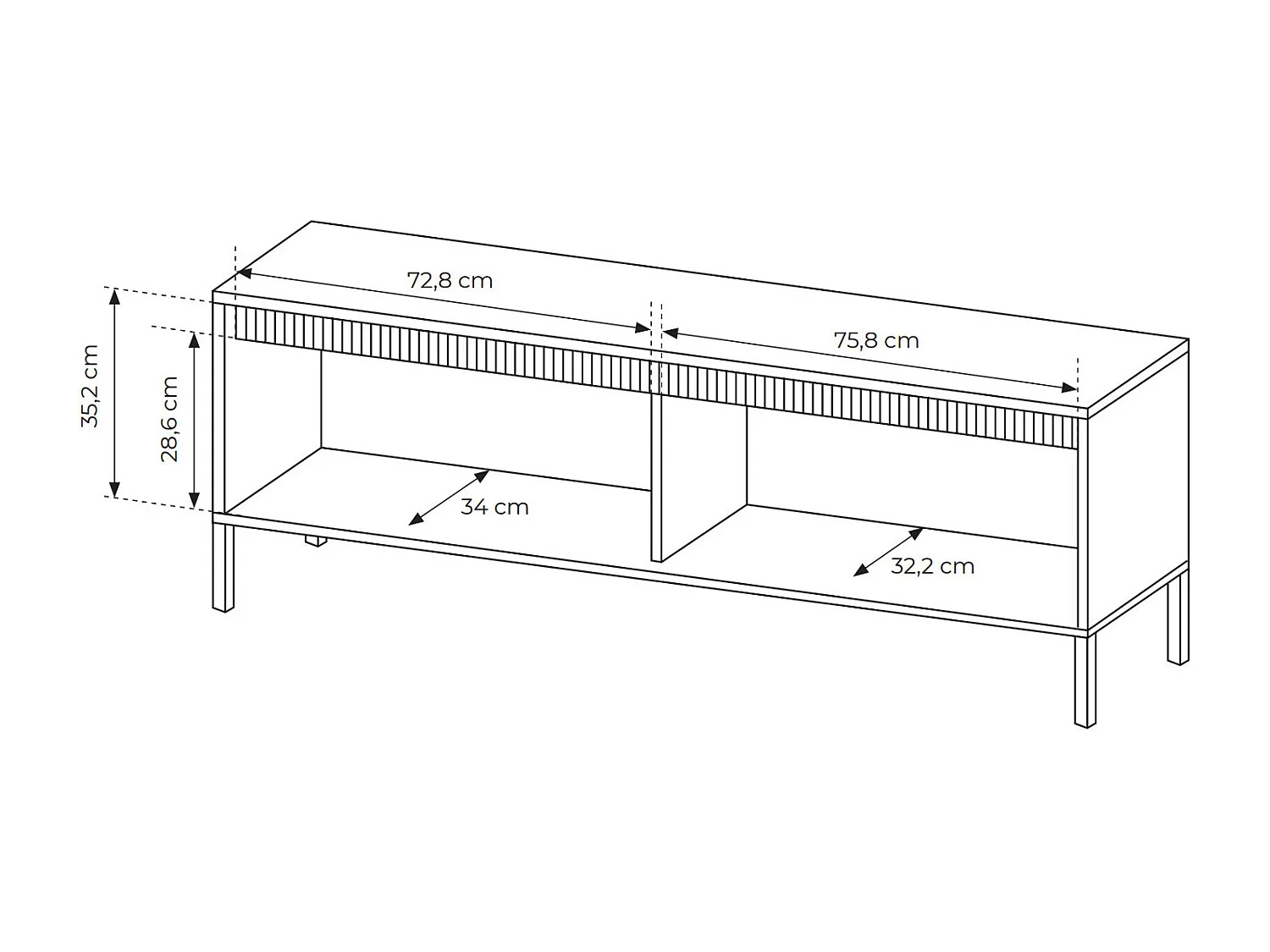 LOWBOARD Senso schwarz 154 / 40 / 54cm
