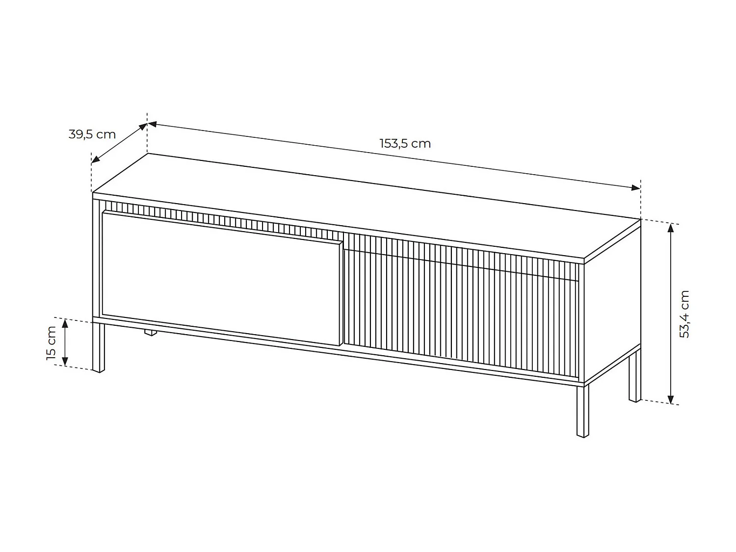 LOWBOARD Senso schwarz 154 / 40 / 54cm