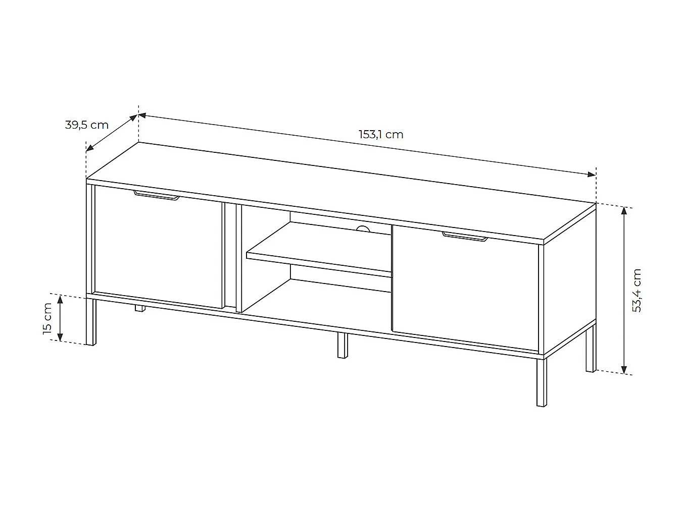 LOWBOARD Lars anthrazit / gold 153,1 / 39,5 / 53,4 cm