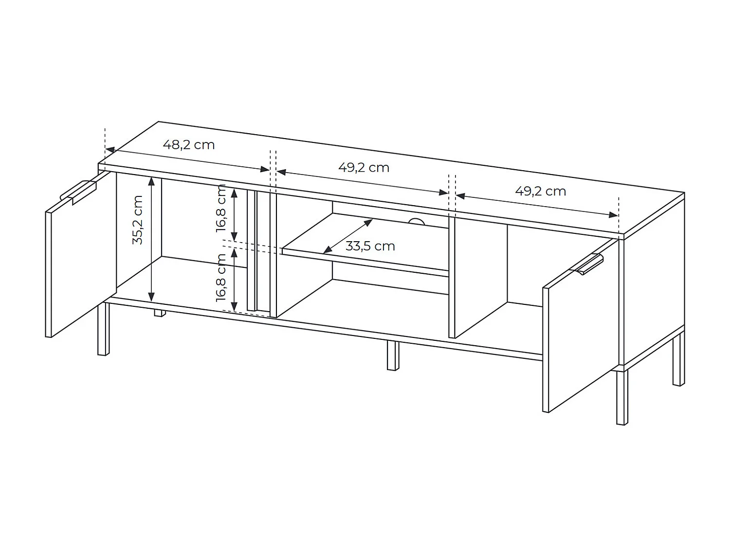 LOWBOARD Lars anthrazit / gold 153,1 / 39,5 / 53,4 cm