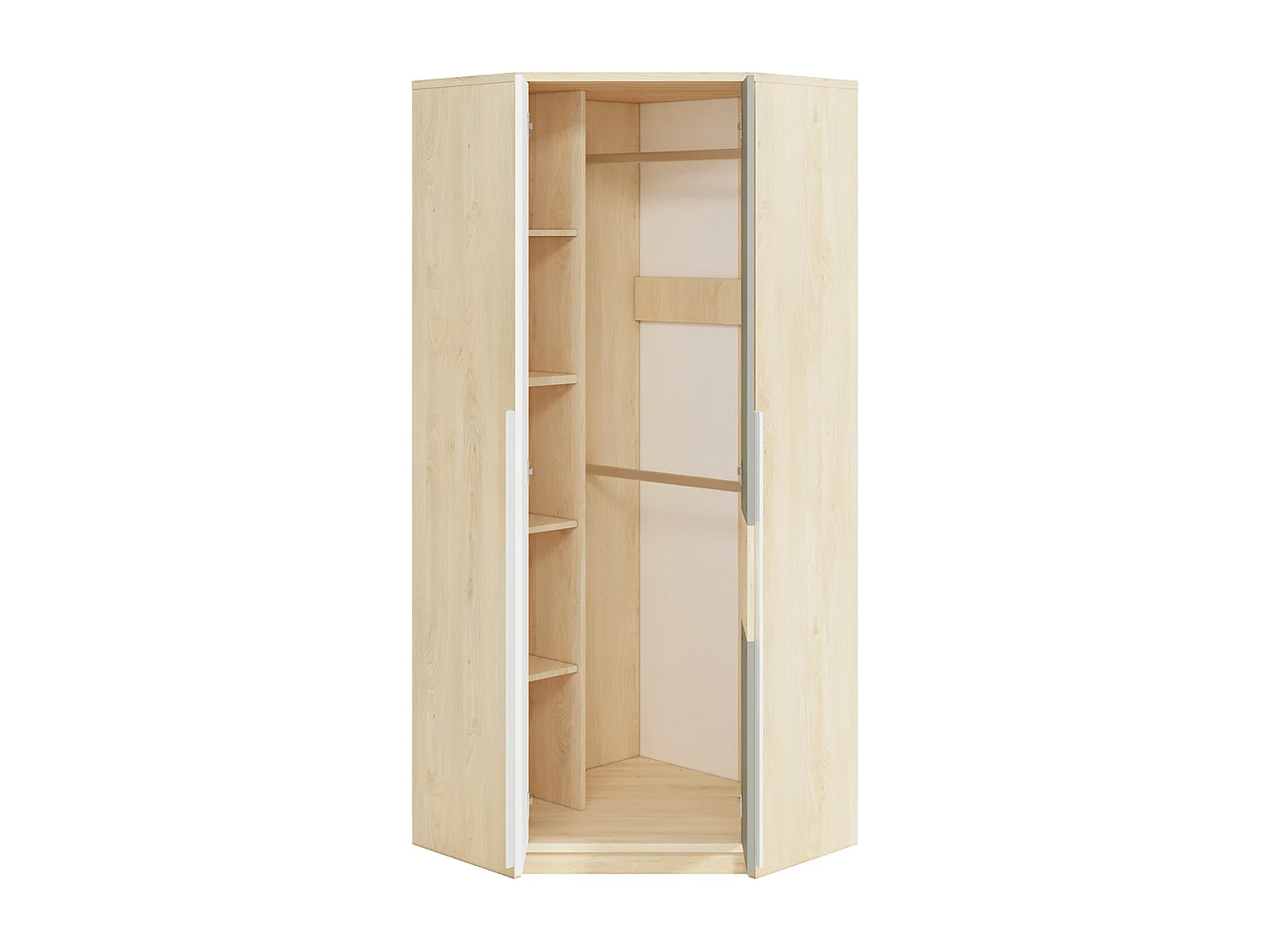 ECKSCHRANK Drop Fjord Buche / weiß  / grau 82 / 82 / 199cm