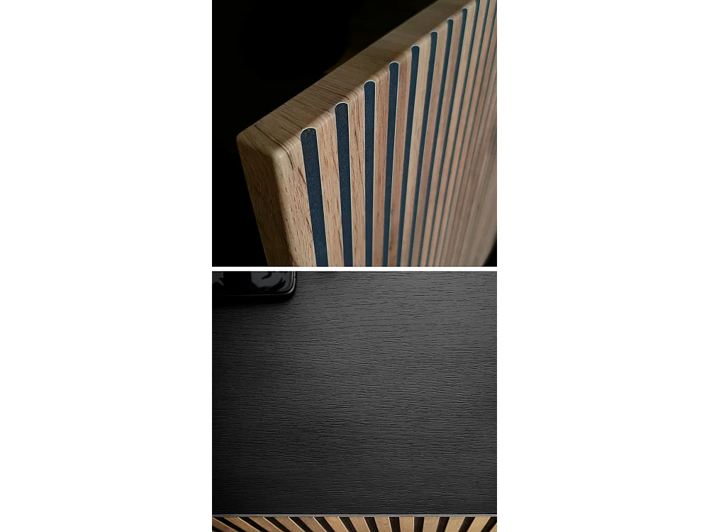 WOHNZIMMER-SET Sento schwarz / Wotan Eiche 258 / 39 / 166cm