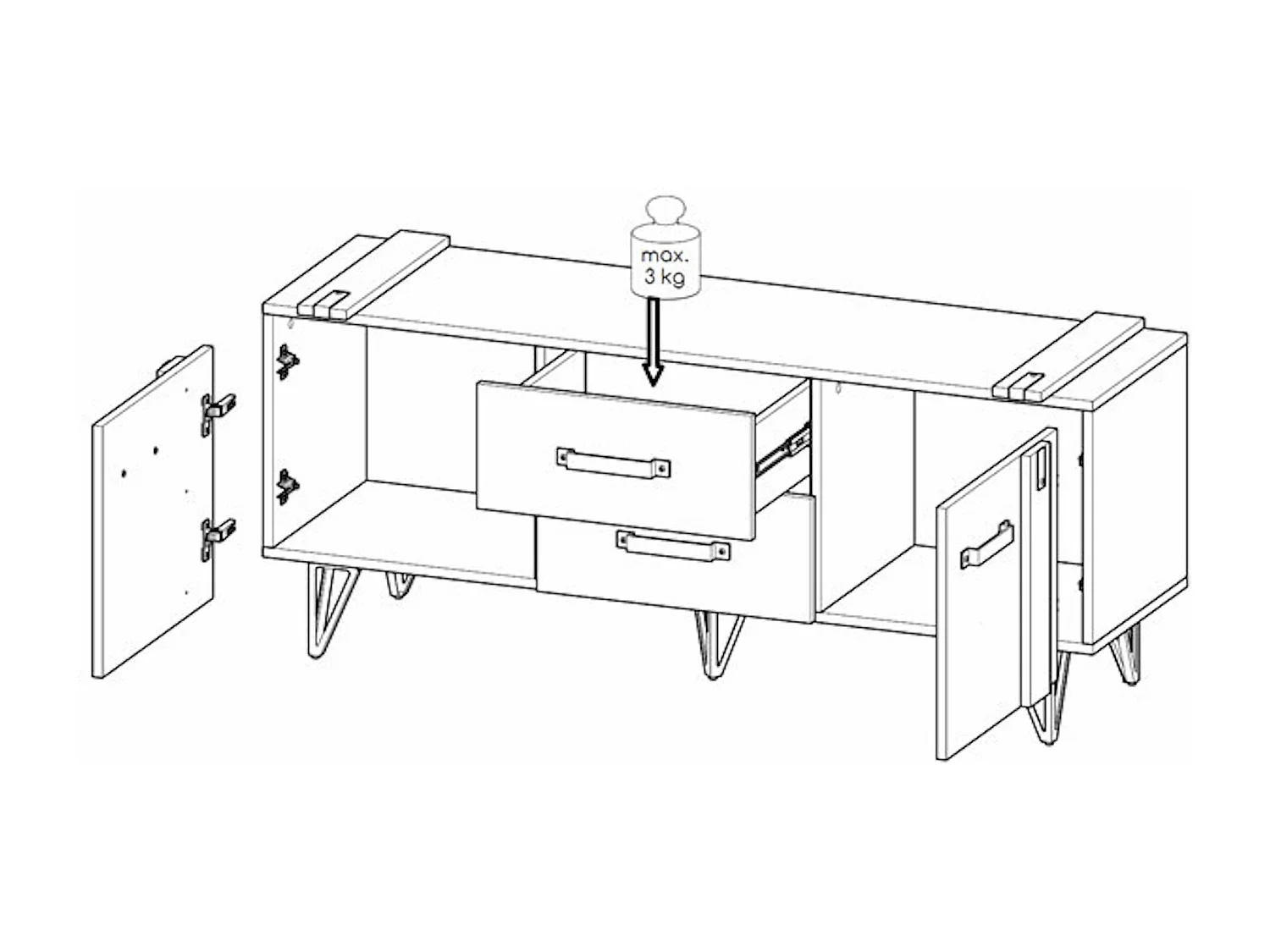 WOHNWAND Milenium Wotan Eiche Beton Millenium 3-teilig