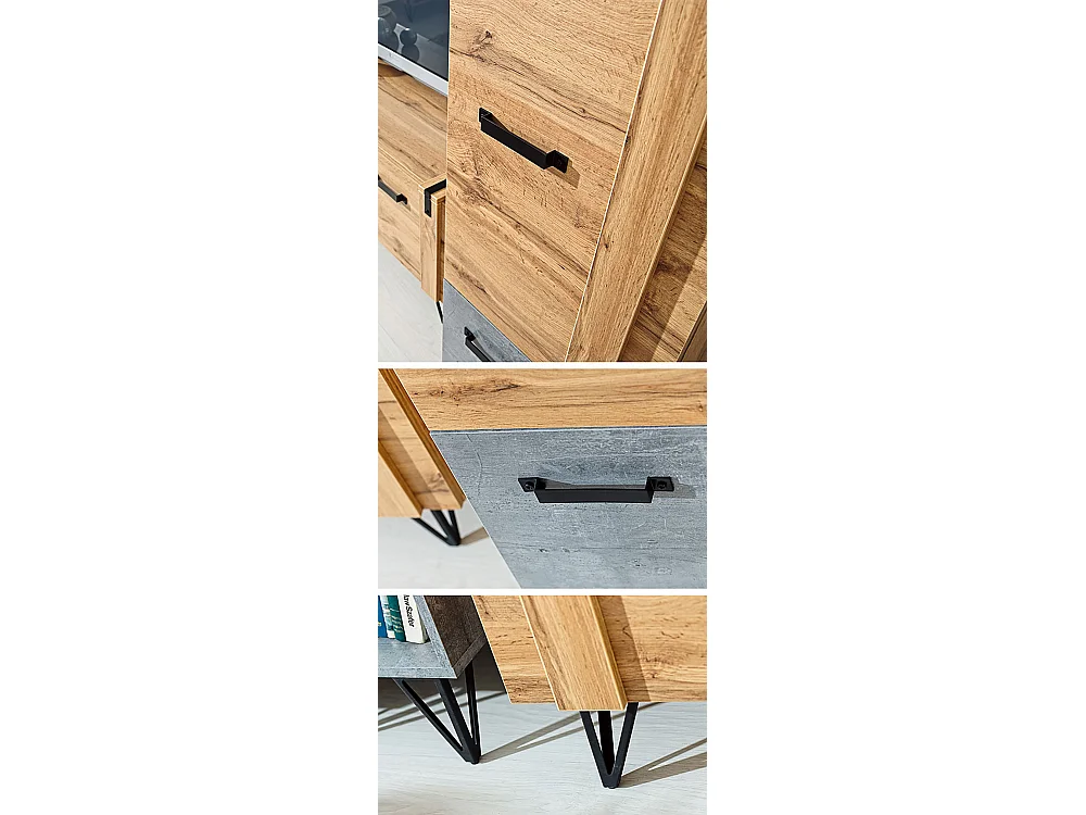 WOHNWAND Milenium Wotan Eiche Beton Millenium 3-teilig