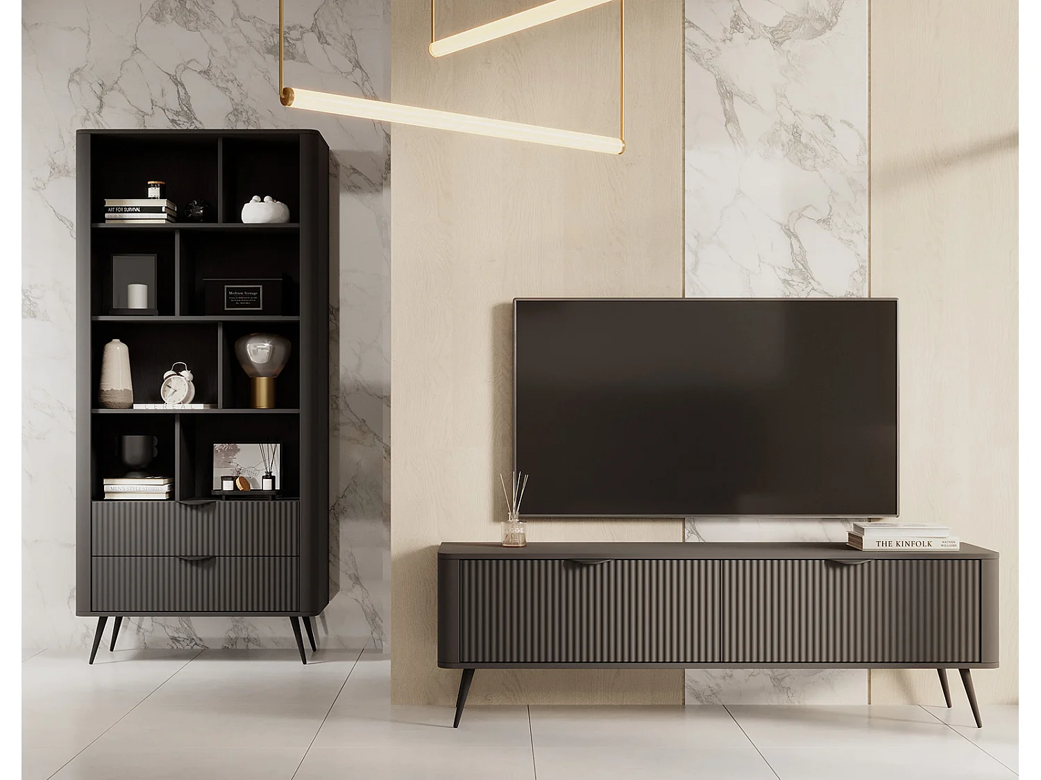 WOHNWAND Lante schwarz 2-teilig