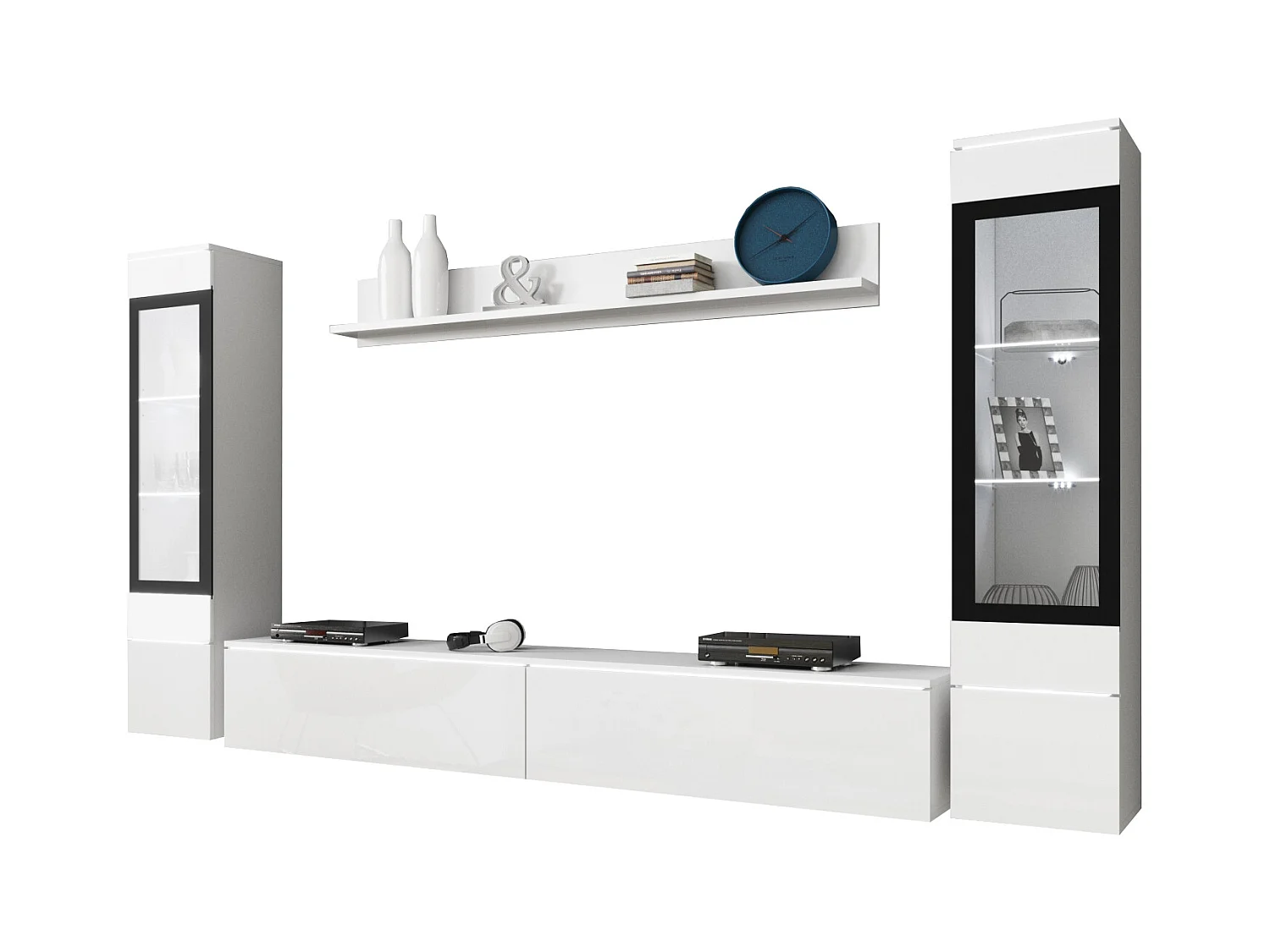 WOHNWAND Vera weiß / weiß Hochglanz 4-teilig