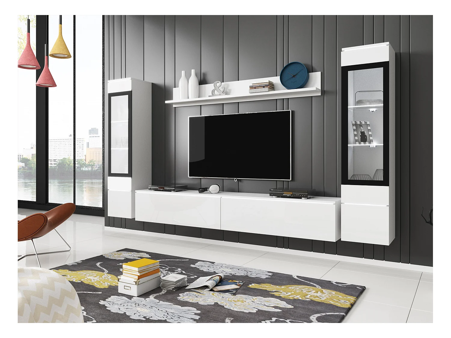 WOHNWAND Vera weiß / weiß Hochglanz 4-teilig