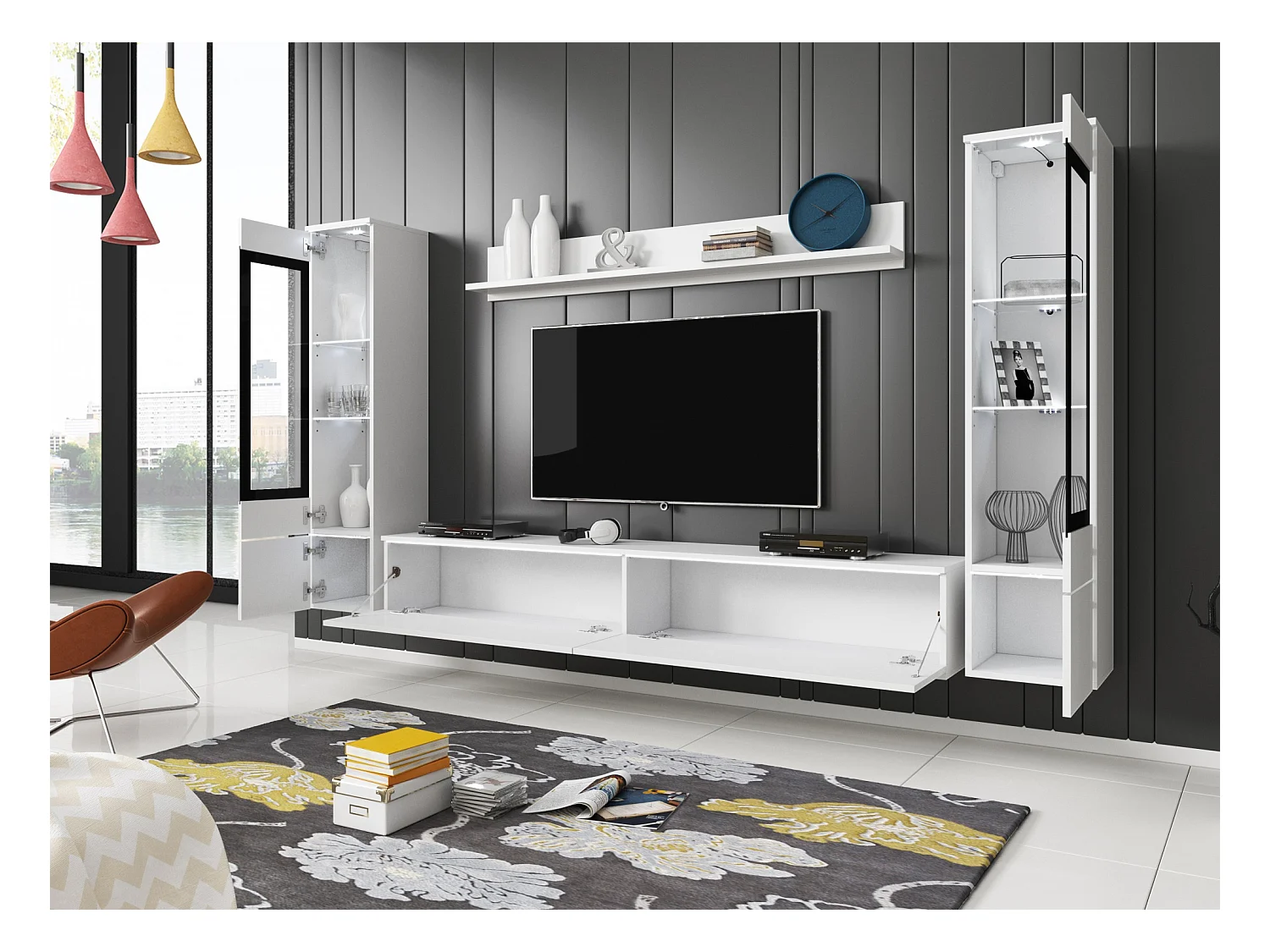 WOHNWAND Vera weiß / weiß Hochglanz 4-teilig