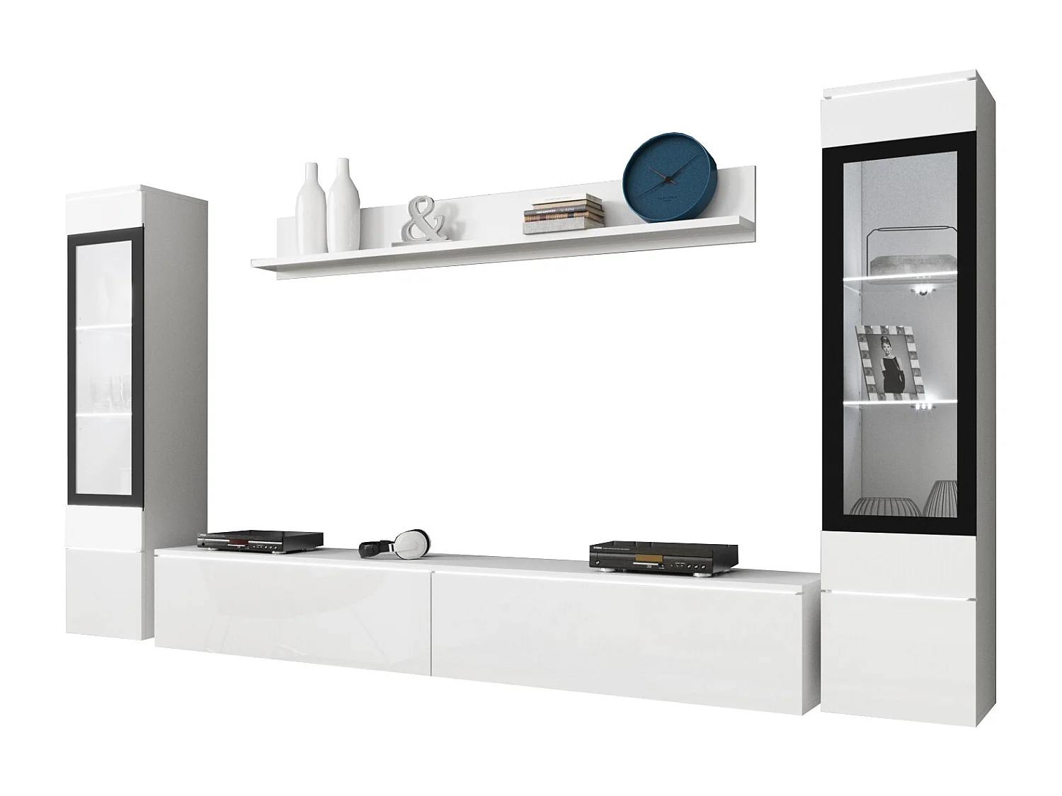 WOHNWAND Vera weiß / weiß Hochglanz 4-teilig