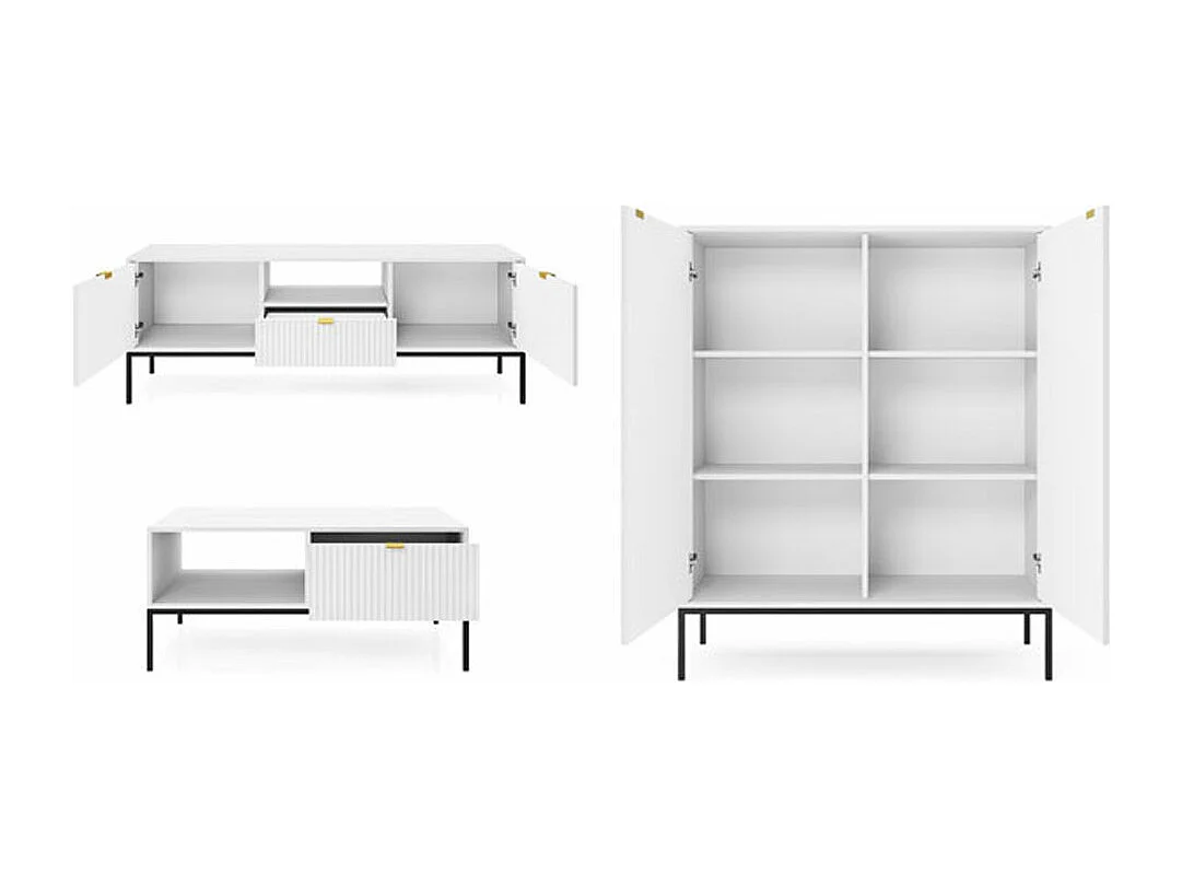 WOHNZIMMER-SET Nova Weiß / Schwarz 3-teilig