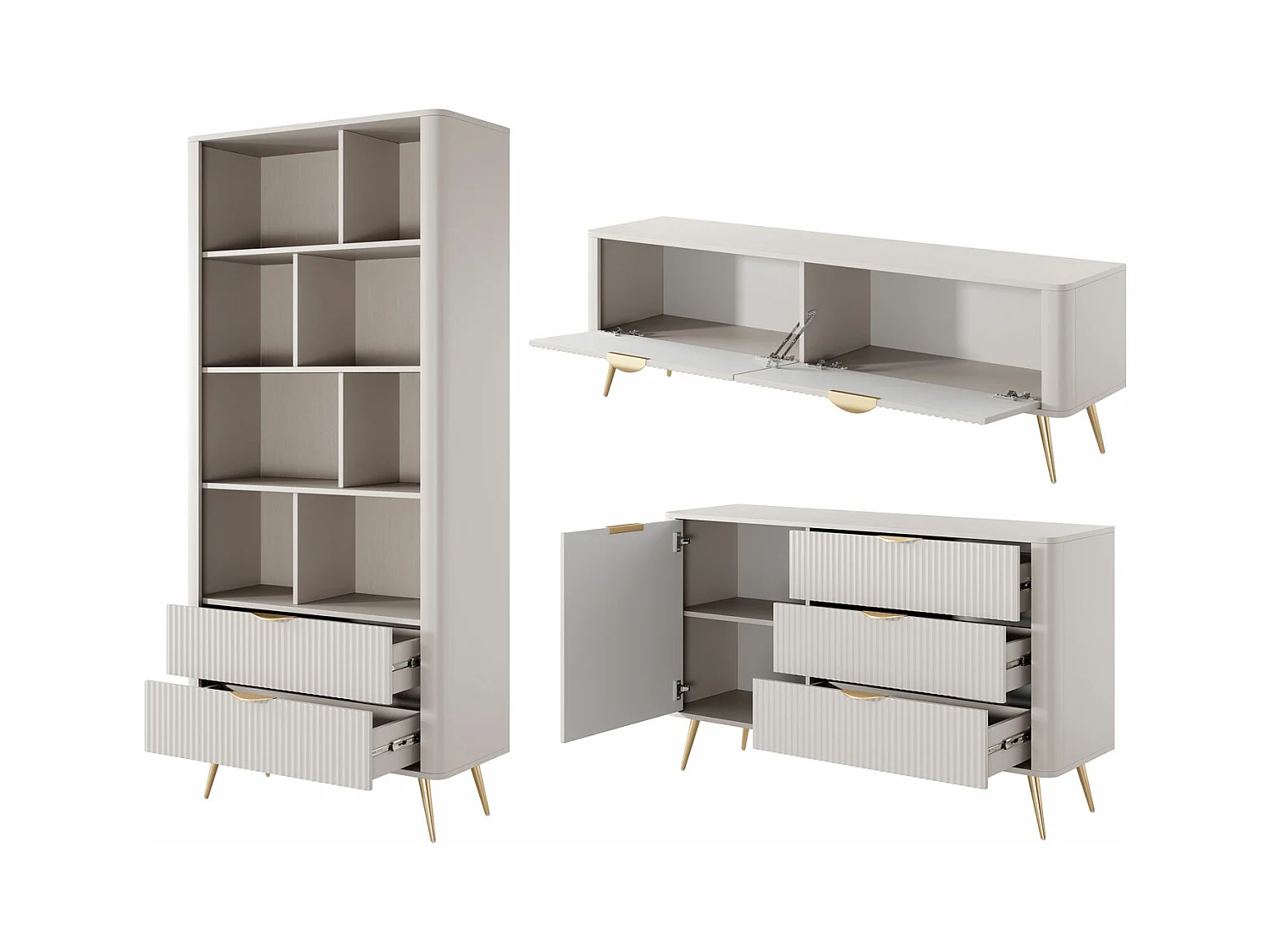 WOHNWAND Lante beige 3-teilig