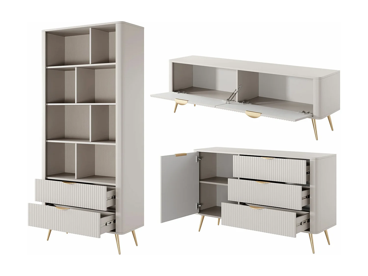 WOHNWAND Lante beige 3-teilig