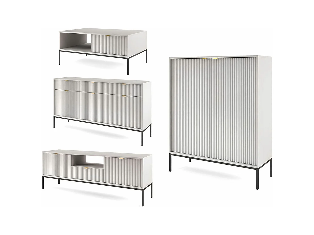 WOHNZIMMER-SET Nova Grau / Schwarz 4-teilig