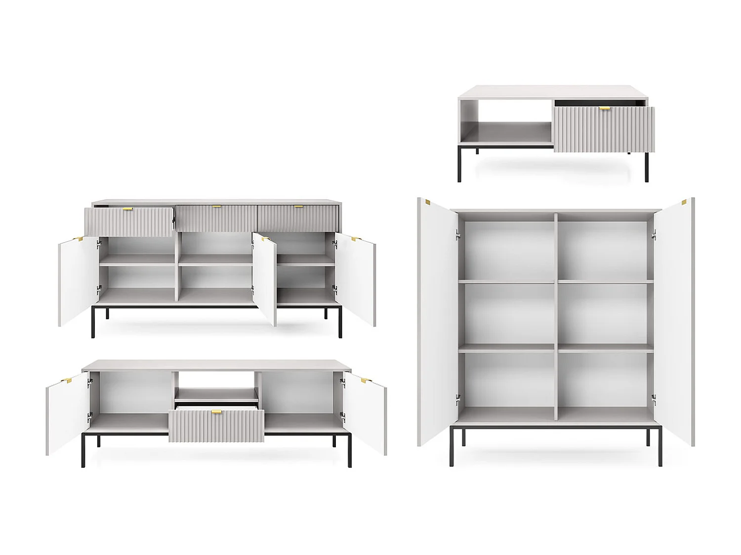 WOHNZIMMER-SET Nova Grau / Schwarz 4-teilig