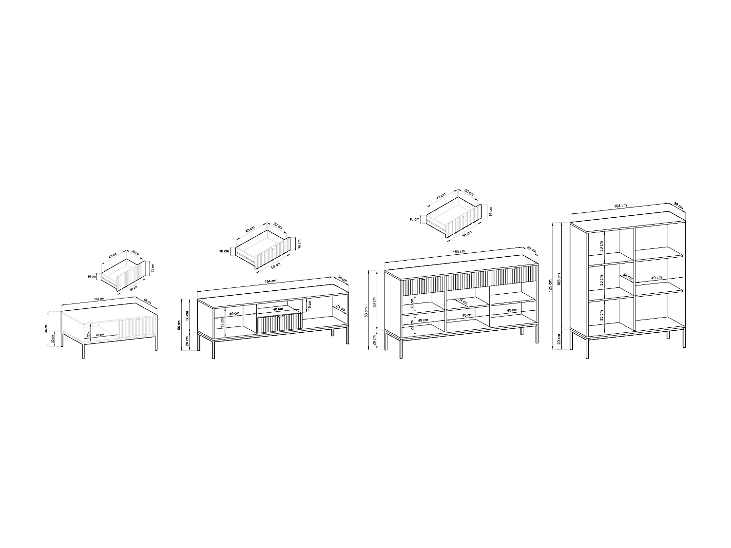 WOHNZIMMER-SET Nova Grau / Schwarz 4-teilig