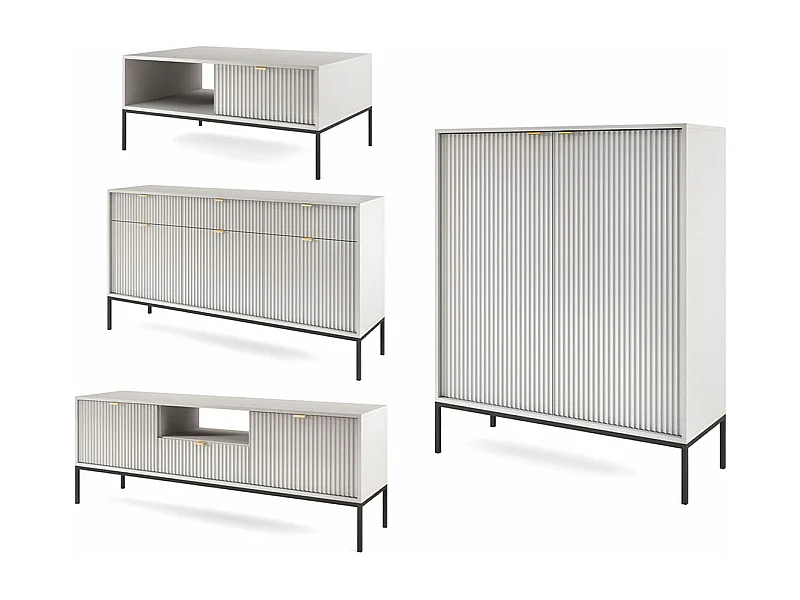 WOHNZIMMER-SET Nova Grau / Schwarz 4-teilig