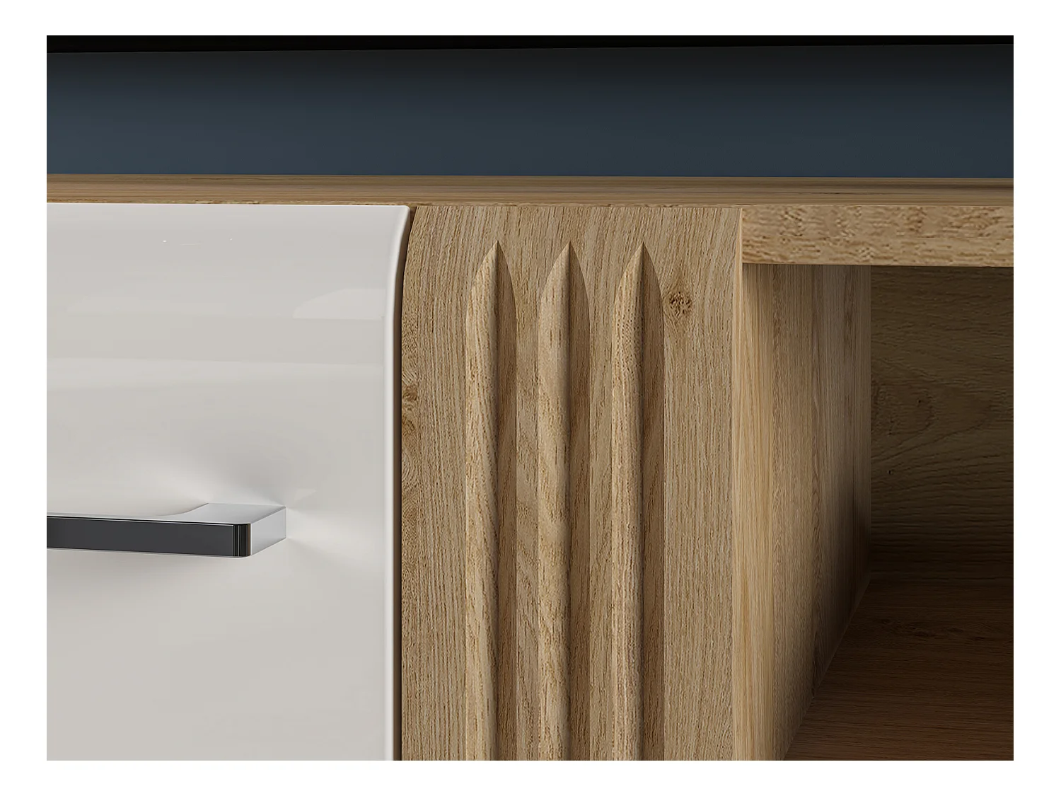 WOHNZIMMER-SET Adagio weiß Hochglanz / Eiche castello 3-teilig