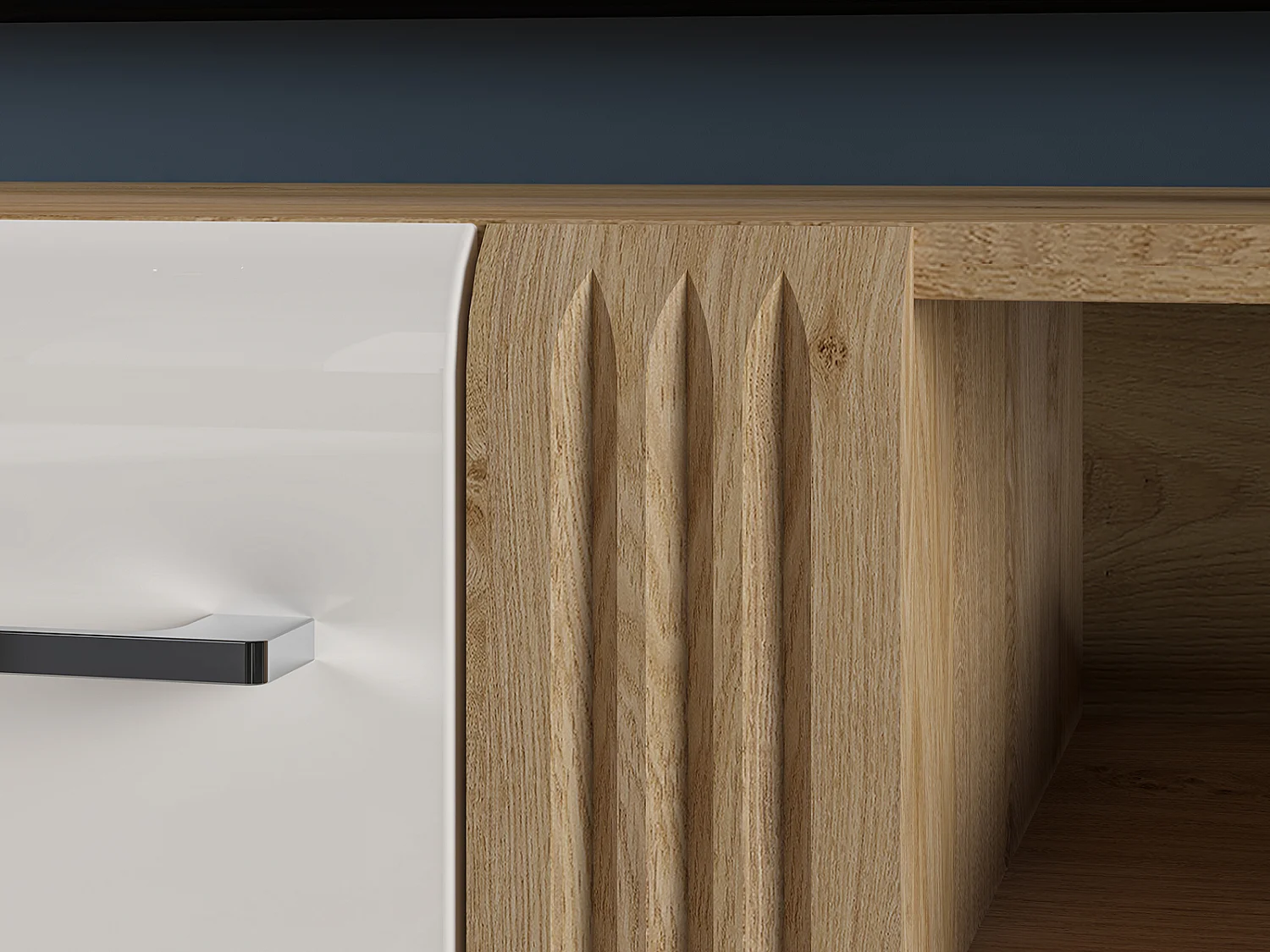 WOHNZIMMER-SET Adagio weiß Hochglanz / Eiche castello 3-teilig