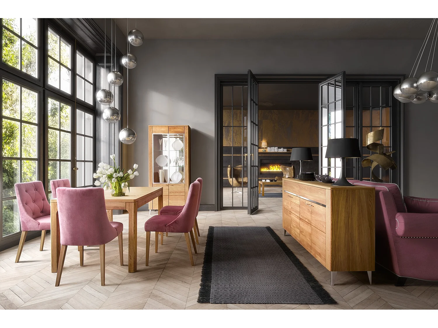 WOHNZIMMER-SET Latina Honig Eiche 3-teilig