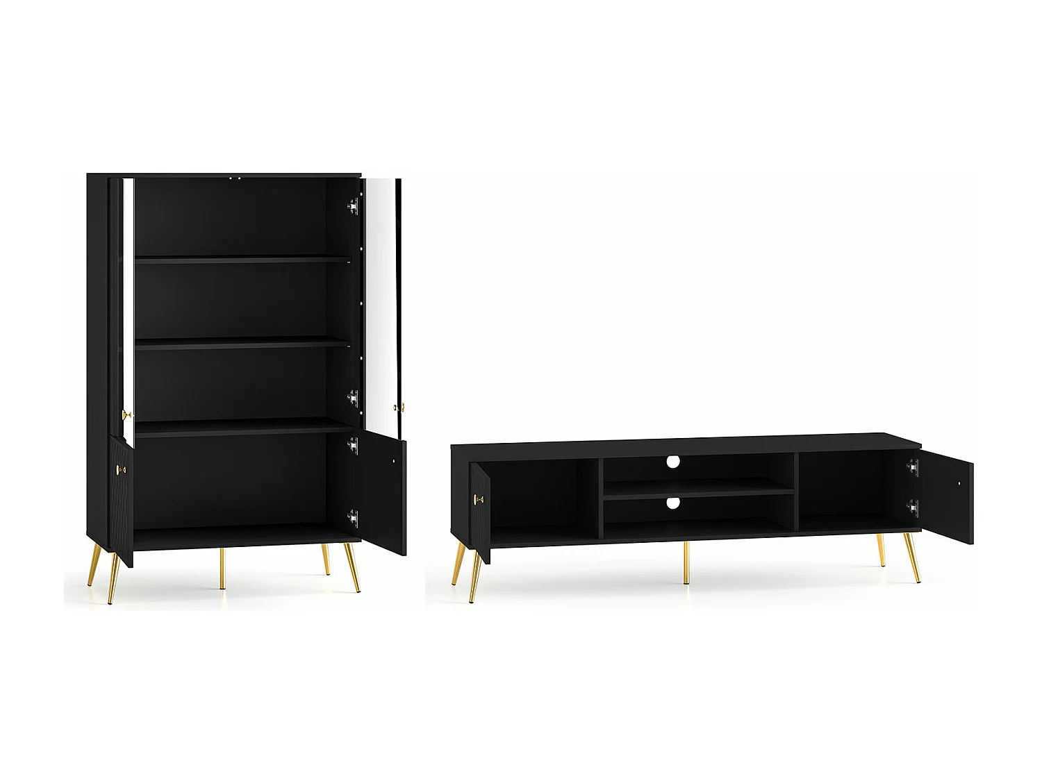 WOHNZIMMER-SET Eljot Schwarz 2-teilig