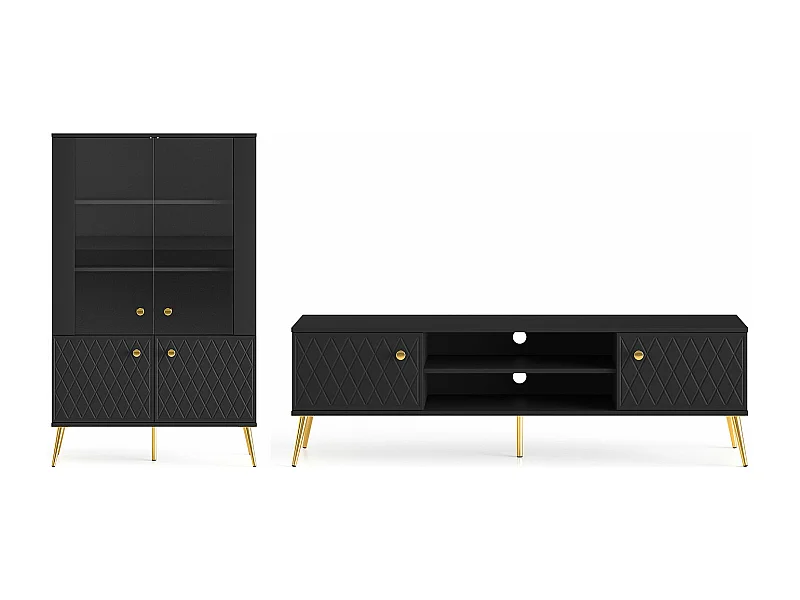 WOHNZIMMER-SET Eljot Schwarz 2-teilig