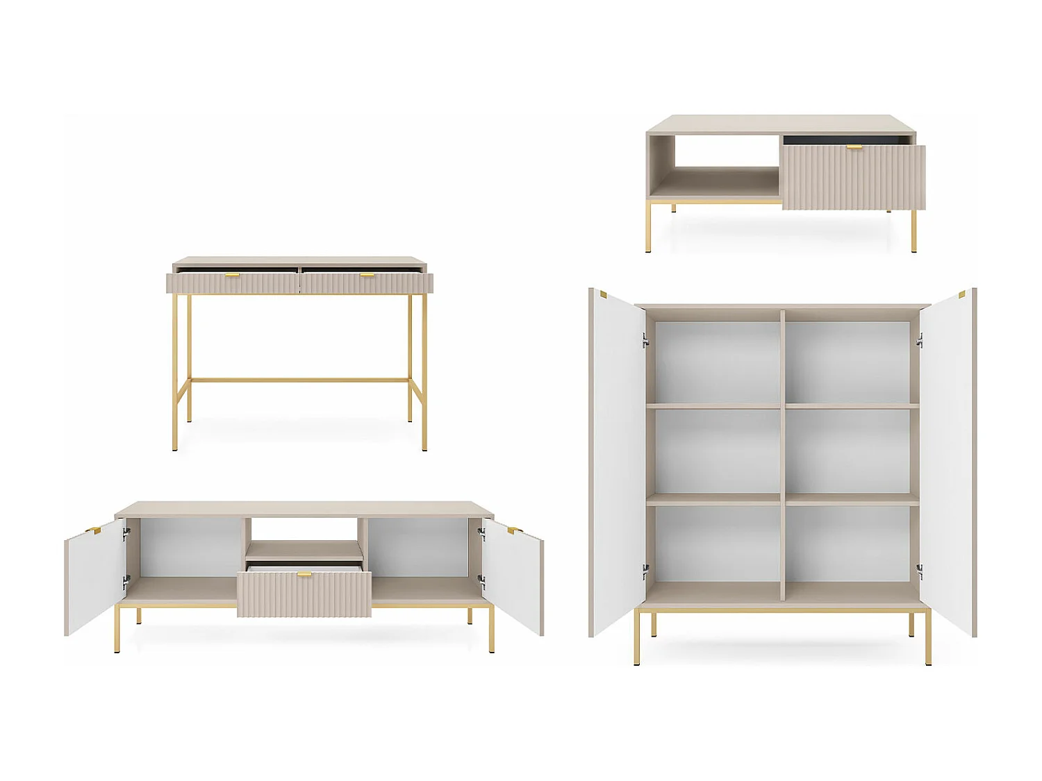 WOHNZIMMER-SET Nova Kaschmir / Gold 4-teilig