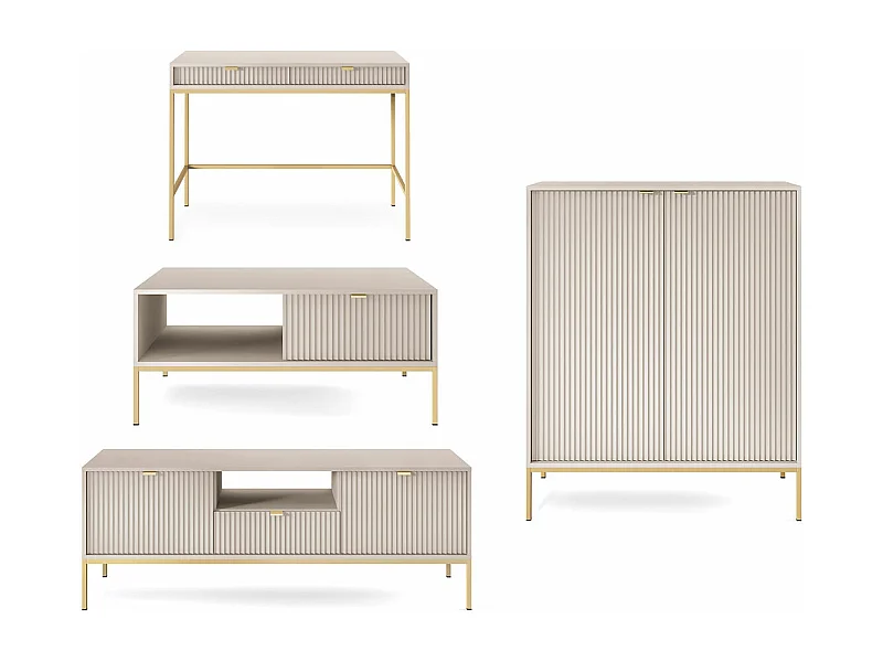 WOHNZIMMER-SET Nova Kaschmir / Gold 4-teilig