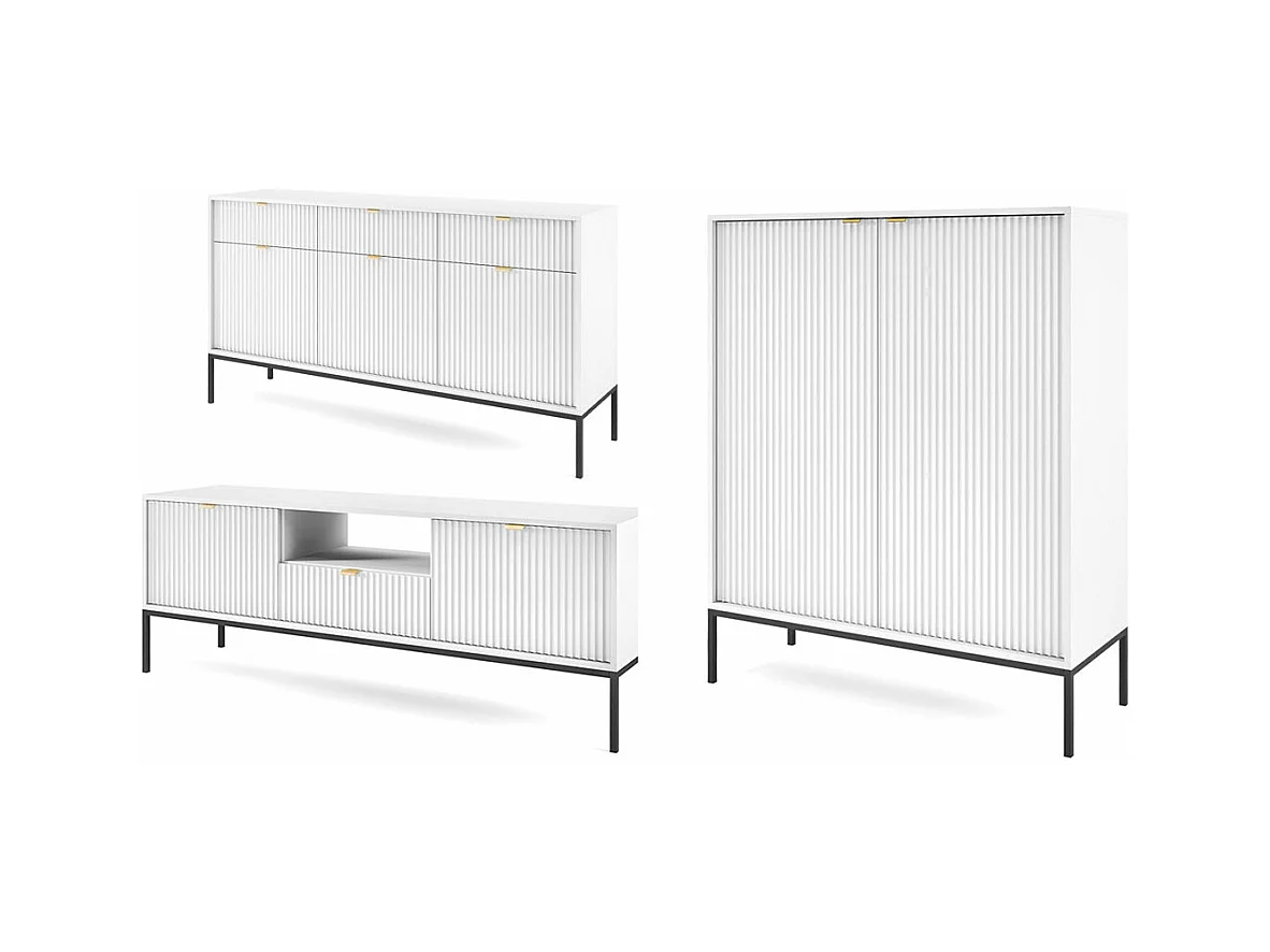 WOHNZIMMER-SET Nova Weiß / Schwarz 3-teilig