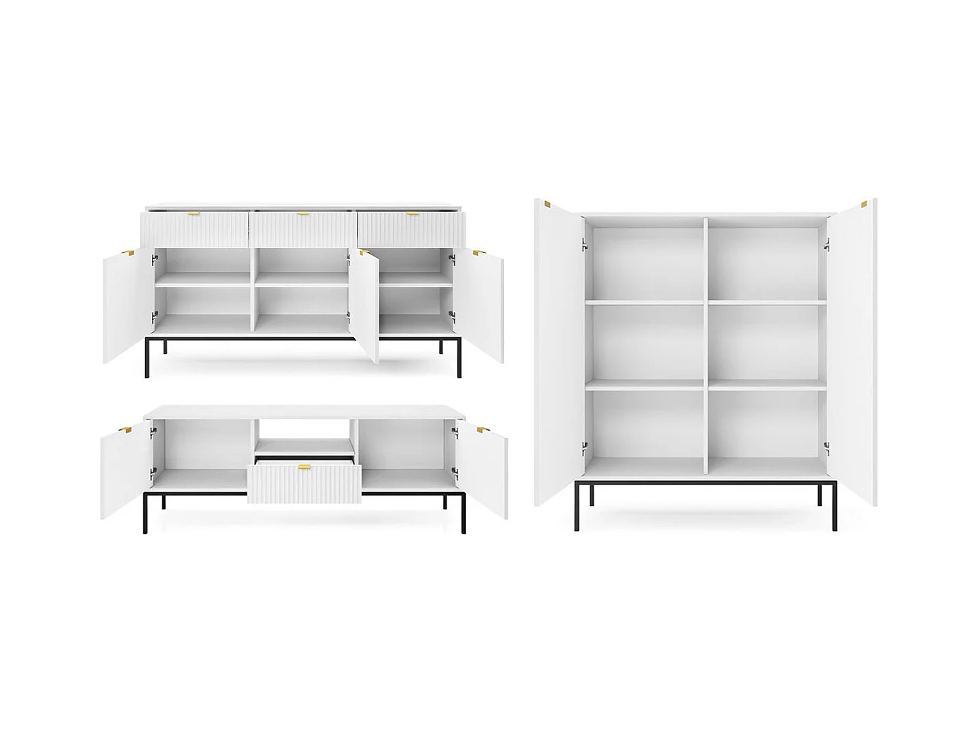 WOHNZIMMER-SET Nova Weiß / Schwarz 3-teilig