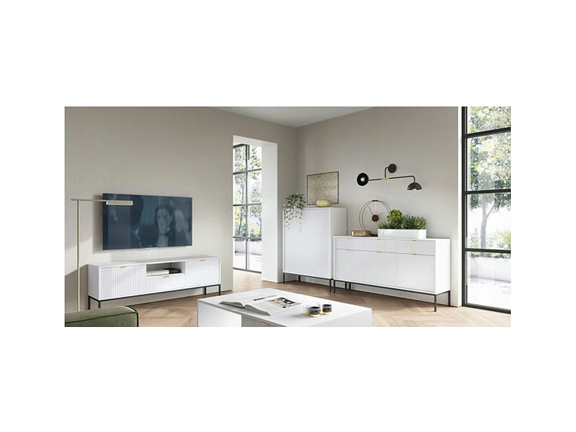 WOHNZIMMER-SET Nova Weiß / Schwarz 3-teilig